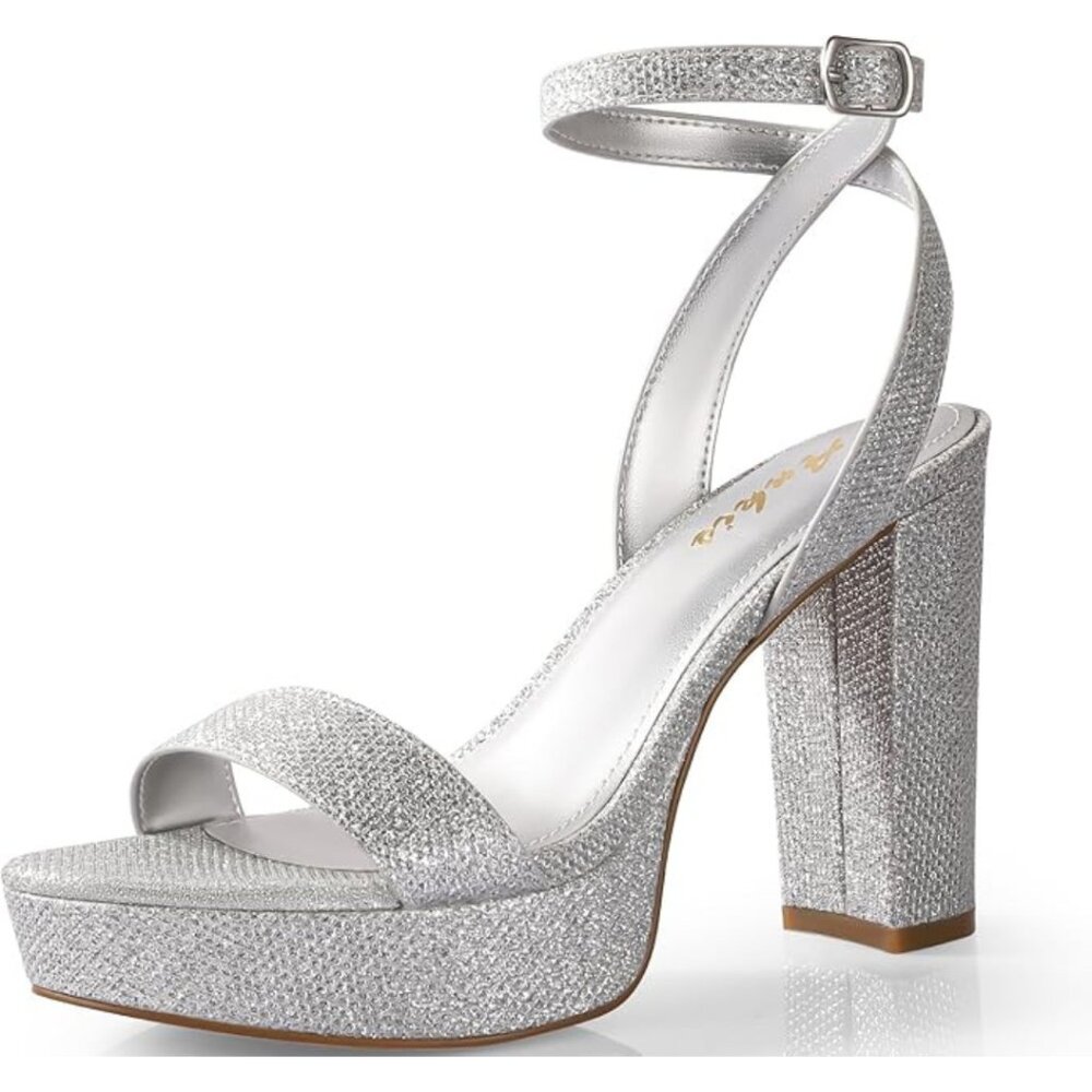 Silver 4" Platform Heel Sandals